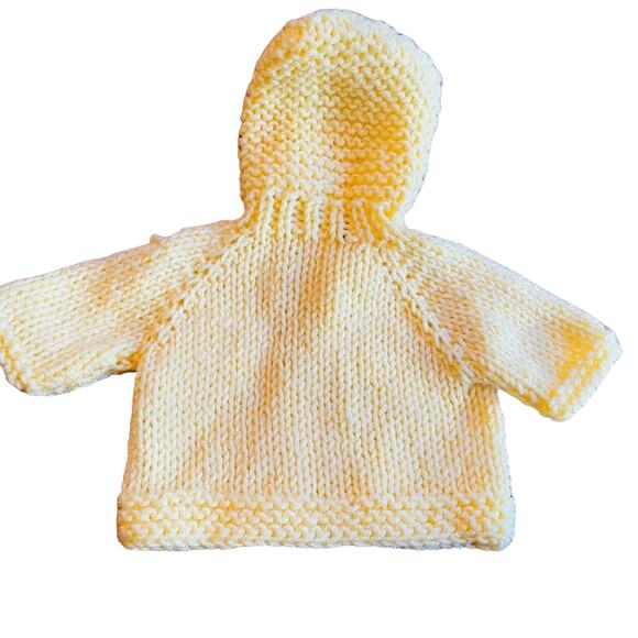 Handmade Knit Hoodie Sweater Doll Teddybear Duckie Button - Picture 2 of 5